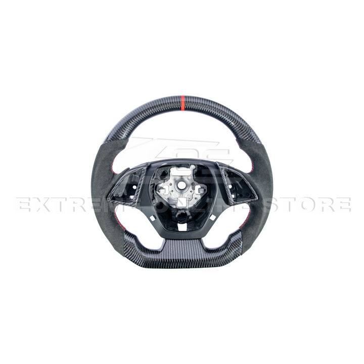 2016-2024 CAMARO CARBON FIBER Black Alcantara Red Stripe Steering Wheel