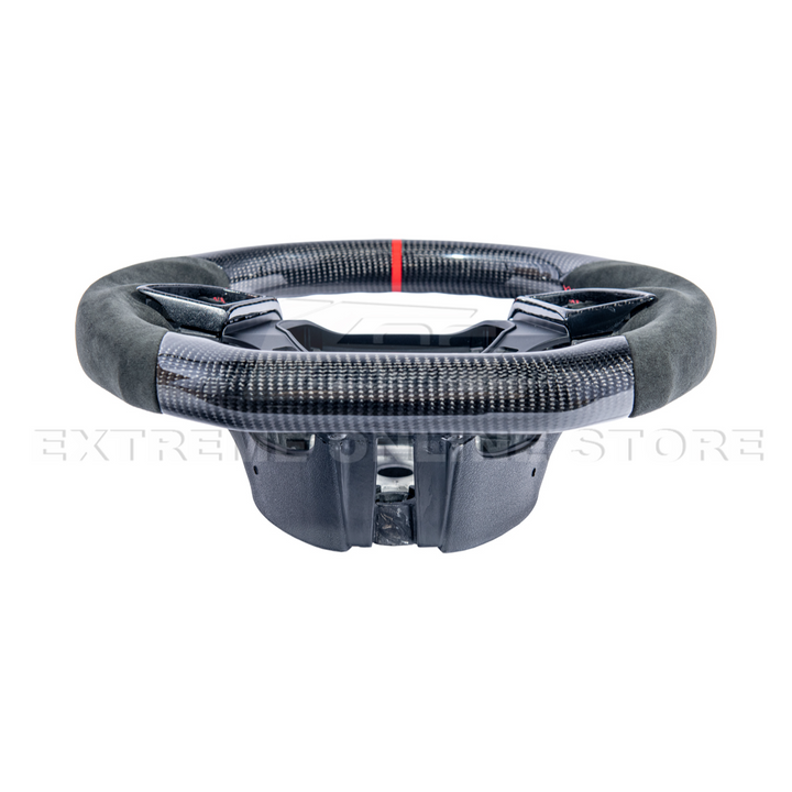 2016-2024 CAMARO CARBON FIBER Black Alcantara Red Stripe Steering Wheel