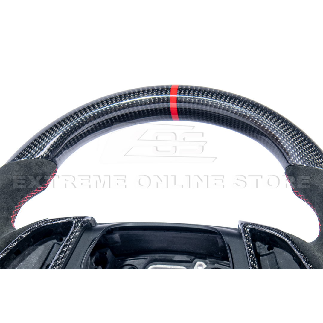 2016-2024 CAMARO CARBON FIBER Black Alcantara Red Stripe Steering Wheel