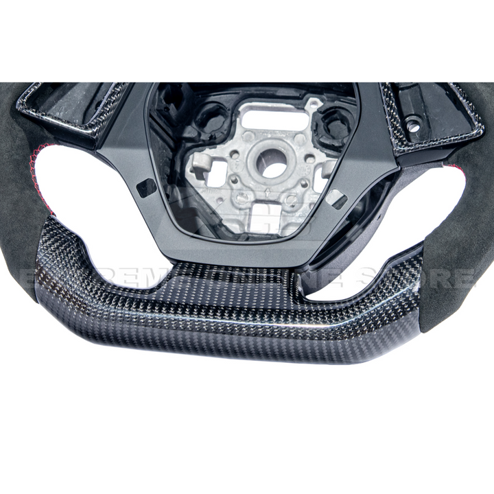 2016-2024 CAMARO CARBON FIBER Black Alcantara Red Stripe Steering Wheel