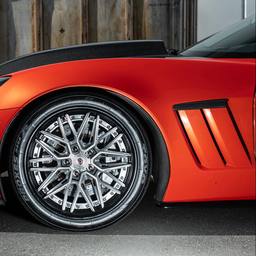 Corvette C6 Carbon Fiber Factory Style Front Fender Rear Extension Splash Guards