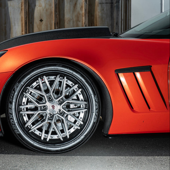 Corvette C6 Carbon Fiber Factory Style Front Fender Rear Extension Splash Guards