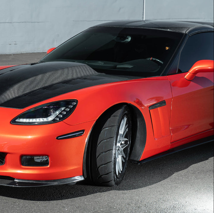 Corvette C6 Carbon Fiber Factory Style Front Fender Rear Extension Splash Guards