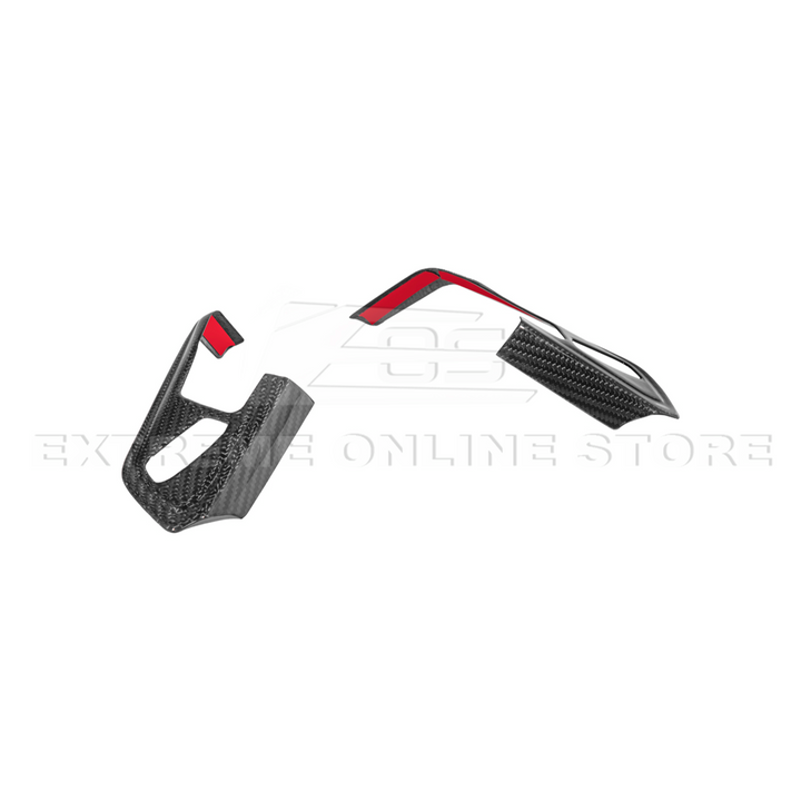 Corvette C8 DRY CARBON FIBER Steering Wheel Trim Cover w/ Collison Button