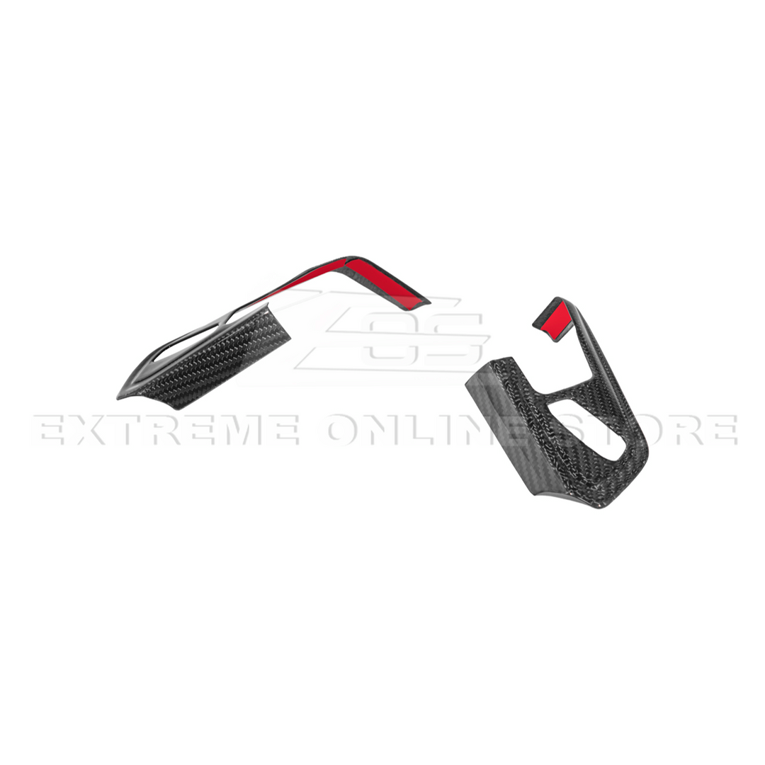 Corvette C8 DRY CARBON FIBER Steering Wheel Trim Cover w/ Collison Button