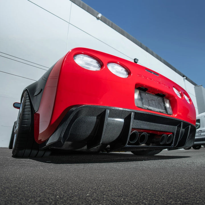 1997-04 Corvette C5 | EOS Performance Carbon Fiber Rear Bumper Finned Diffuser