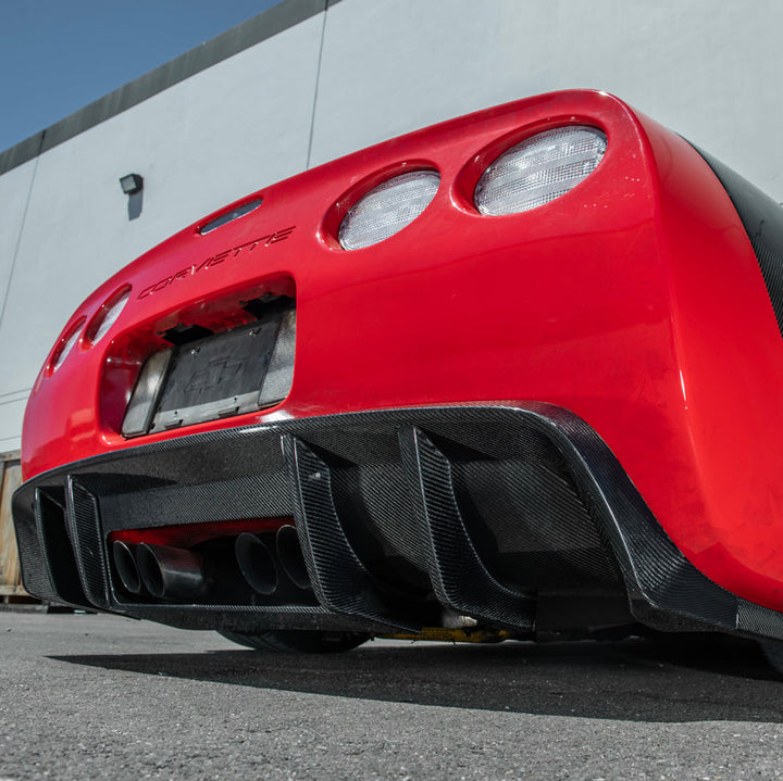 1997-04 Corvette C5 | EOS Performance Carbon Fiber Rear Bumper Finned Diffuser