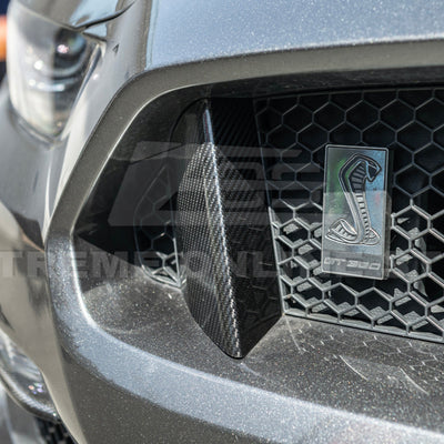 2015-20 Ford Mustang Shelby GT350 DRY Carbon Fiber Front Upper Grille Inserts Pair