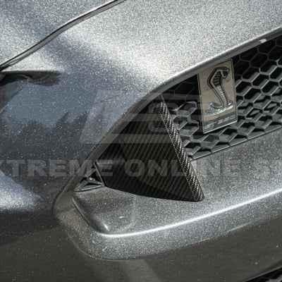 2015-20 Ford Mustang Shelby GT350 DRY Carbon Fiber Front Upper Grille Inserts Pair
