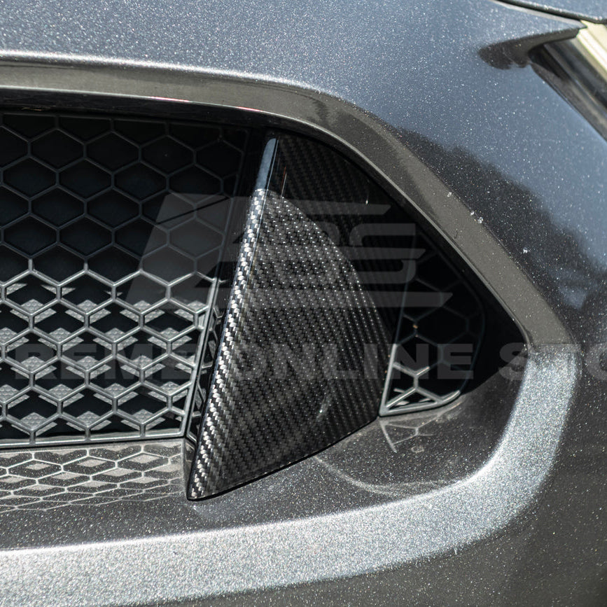 2015-20 Ford Mustang Shelby GT350 DRY Carbon Fiber Front Upper Grille Inserts Pair