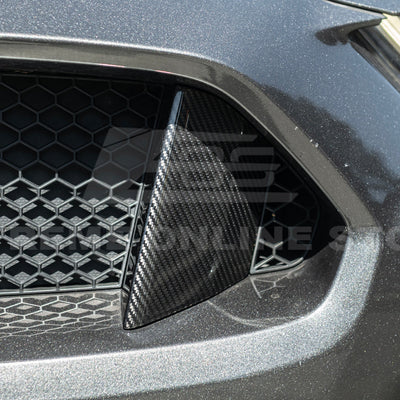 2015-20 Ford Mustang Shelby GT350 DRY Carbon Fiber Front Upper Grille Inserts Pair