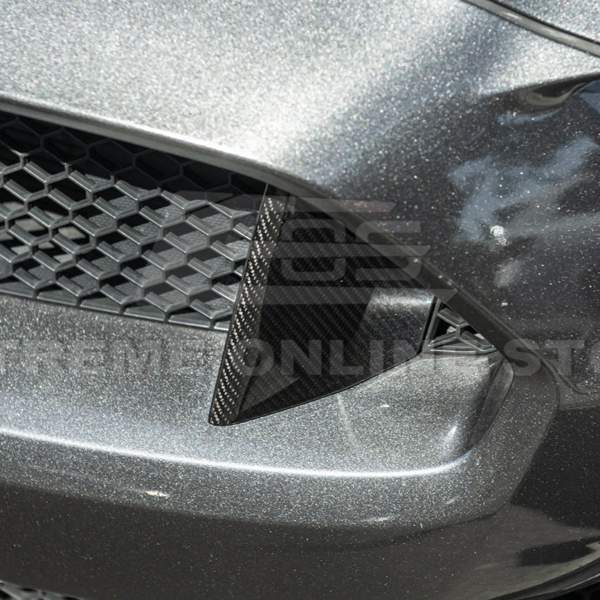 2015-20 Ford Mustang Shelby GT350 DRY Carbon Fiber Front Upper Grille Inserts Pair