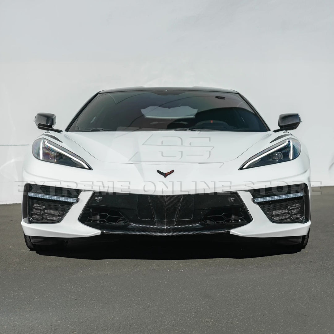 2020-Up Corvette C8 DRY CARBON FIBER Sequential LED DRL Light Bar Bezel Insert
