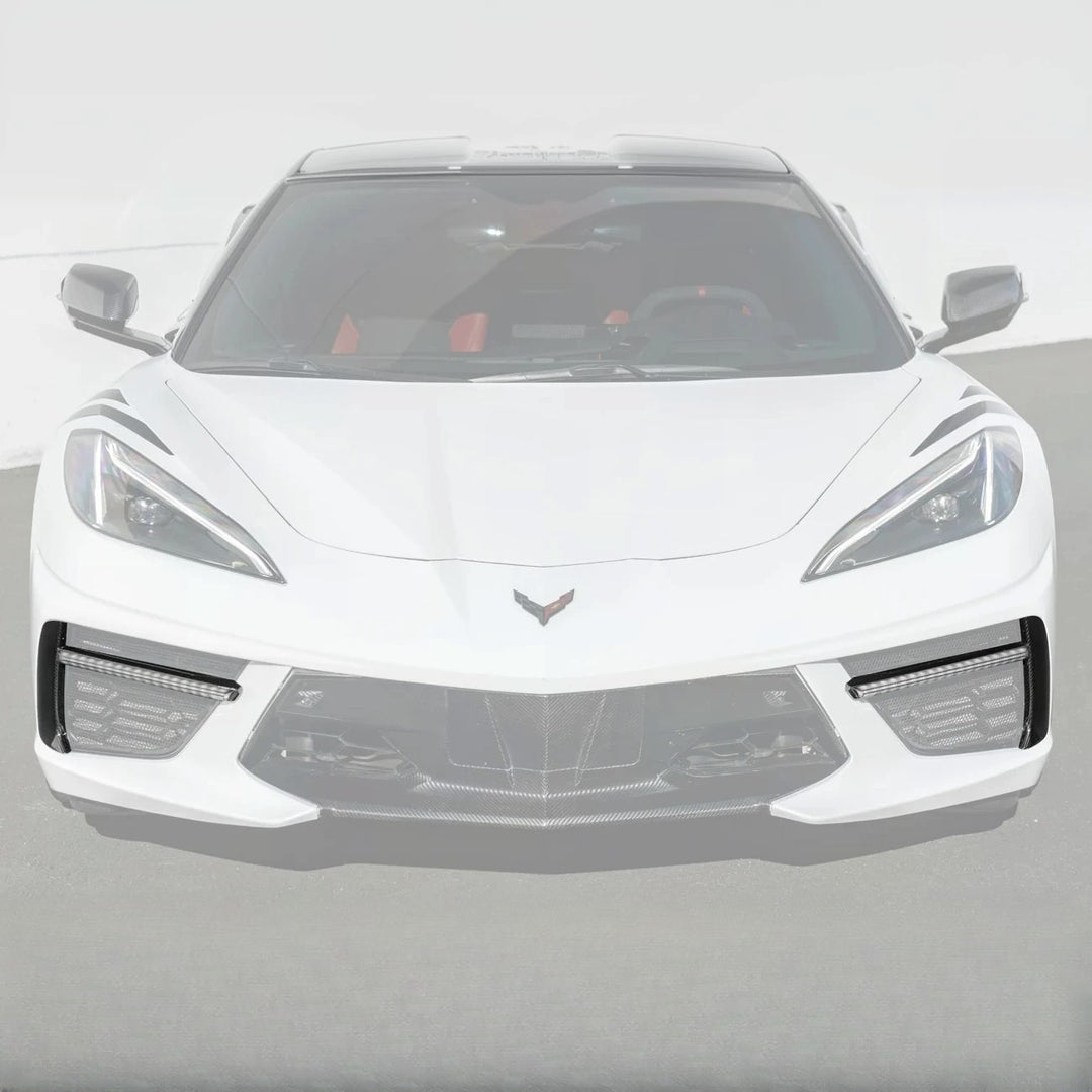 2020-Up Corvette C8 DRY CARBON FIBER Sequential LED DRL Light Bar Bezel Insert