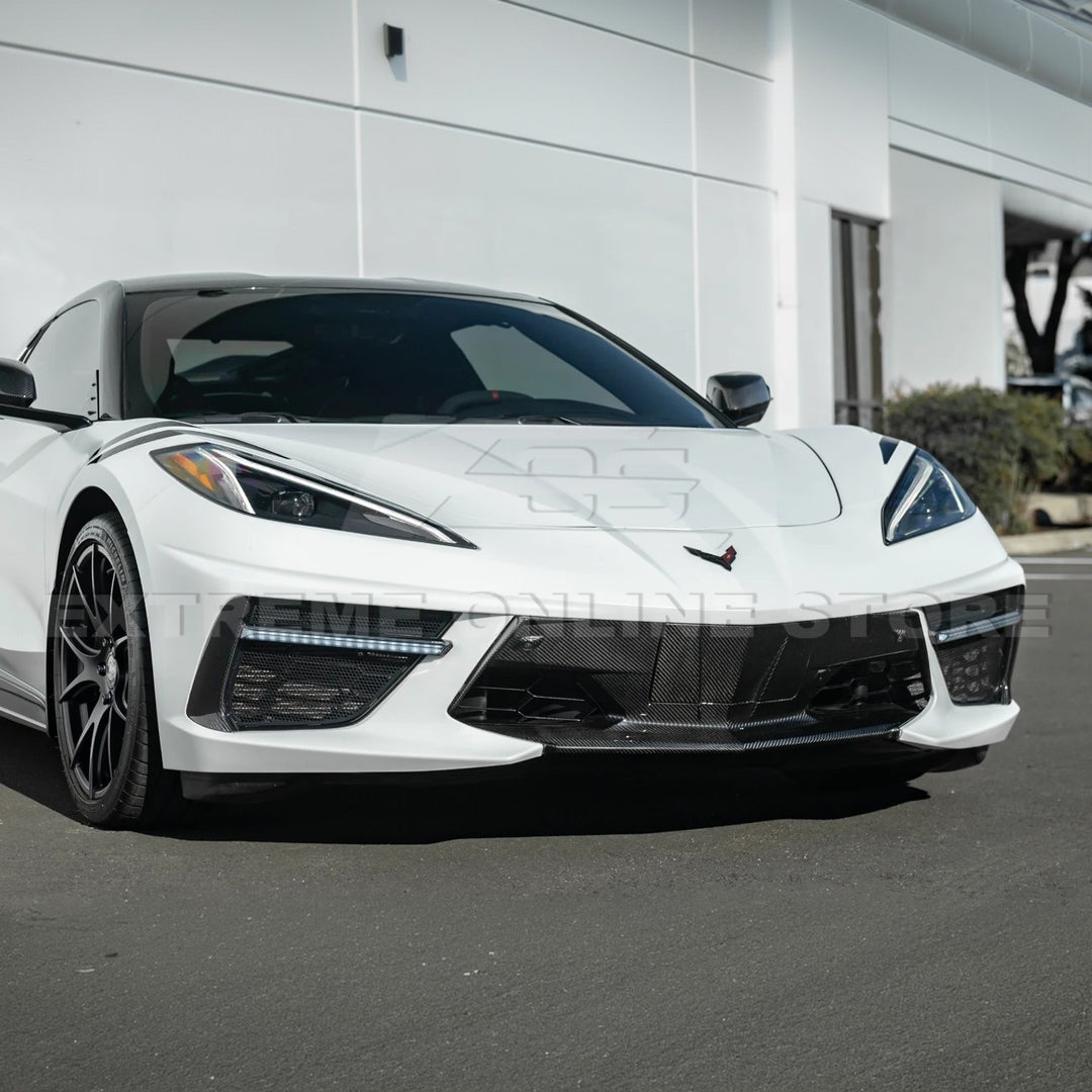 2020-Up Corvette C8 DRY CARBON FIBER Sequential LED DRL Light Bar Bezel Insert