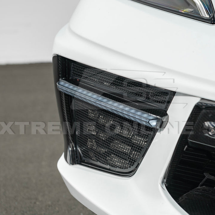 2020-Up Corvette C8 DRY CARBON FIBER Sequential LED DRL Light Bar Bezel Insert