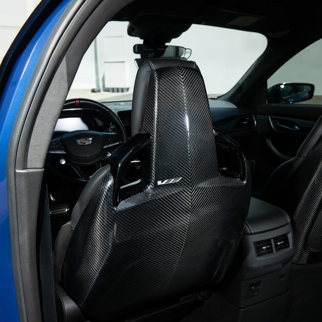 2020-Up Cadillac CT5 Dry Carbon Fiber High-Performance Front Bucket Seat Back Replacement Covers
