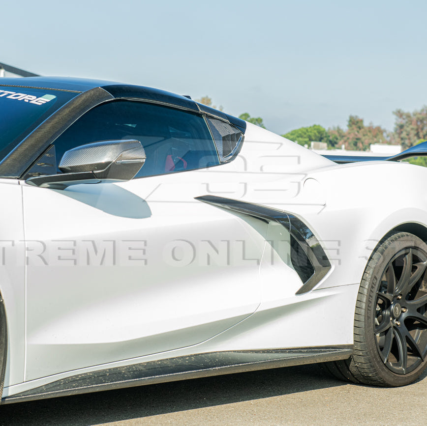 2020-Up Corvette C8 DRY Carbon Fiber Side Quarter Window Louver Sun Shade Cover