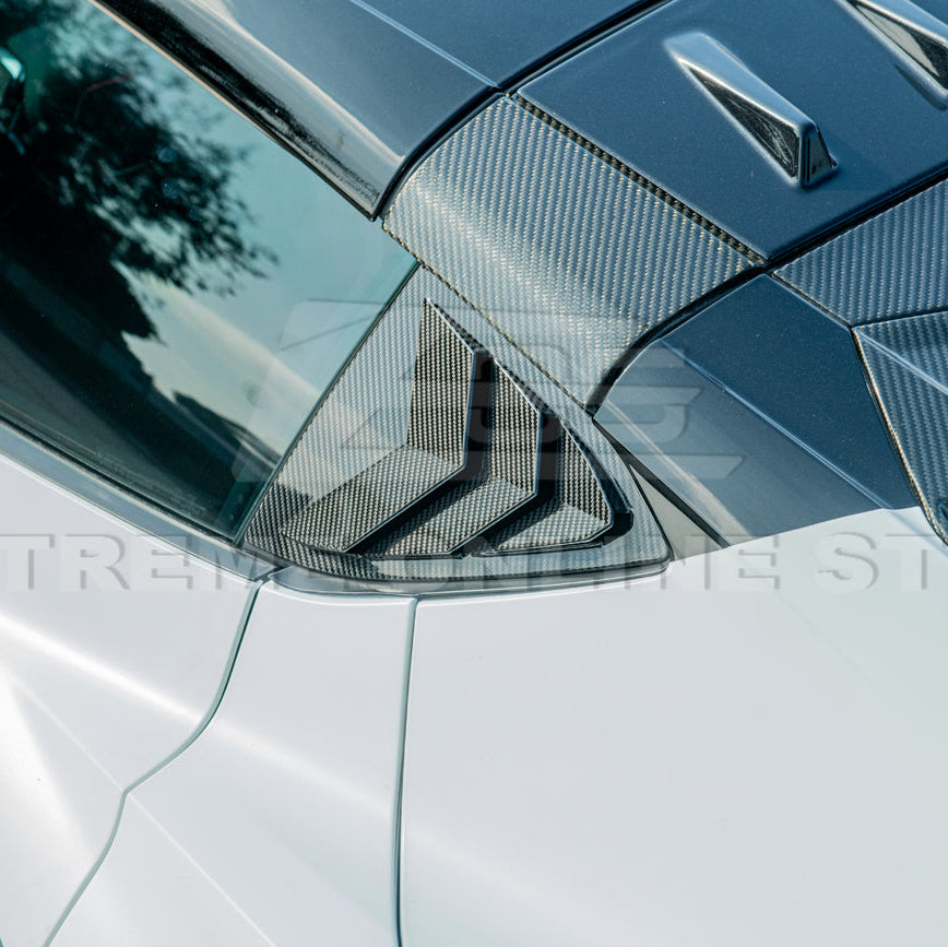 2020-Up Corvette C8 DRY Carbon Fiber Side Quarter Window Louver Sun Shade Cover