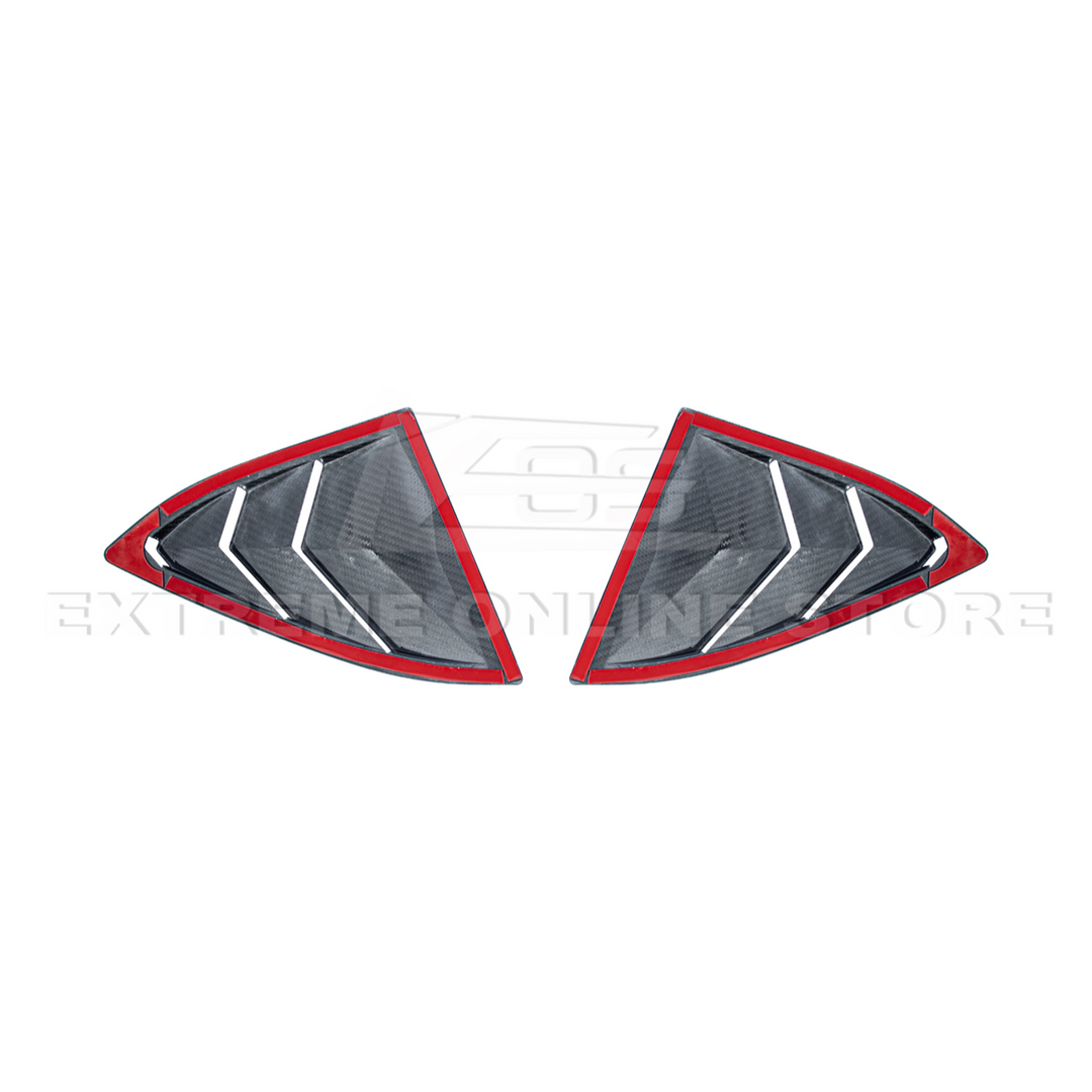 2020-Up Corvette C8 DRY Carbon Fiber Side Quarter Window Louver Sun Shade Cover
