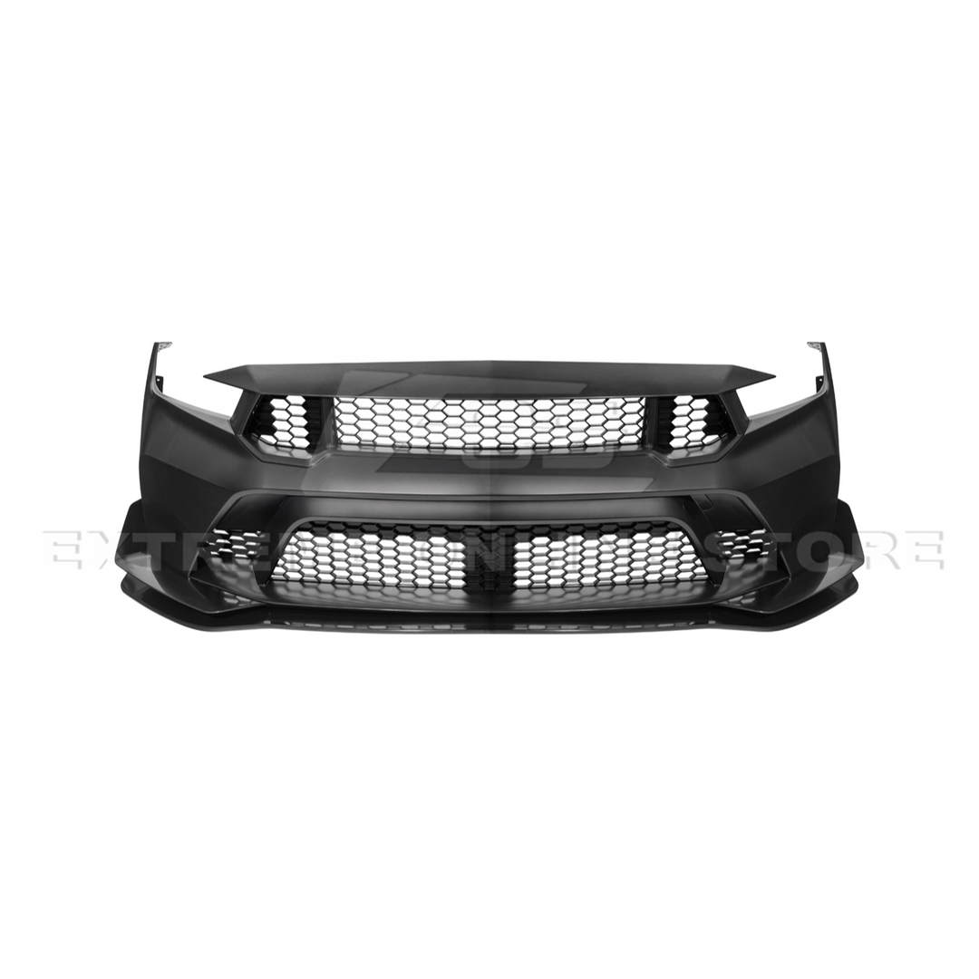 2024-Up Mustang GTD Style Full Conversion Primed Front Bumper Cover Grille Lip