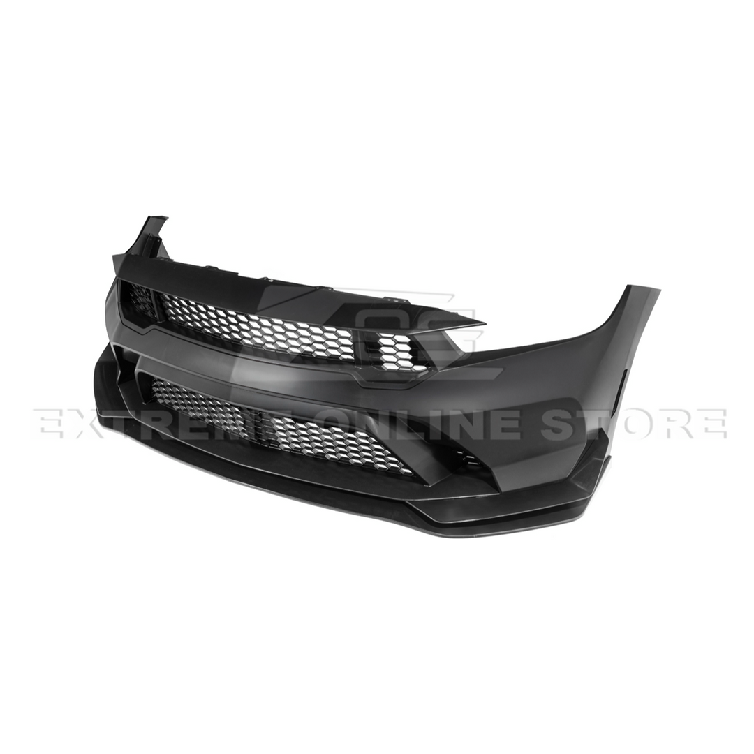2024-Up Mustang GTD Style Full Conversion Primed Front Bumper Cover Grille Lip