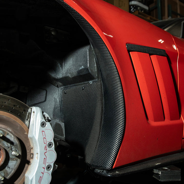 Corvette C6 Carbon Fiber Factory Style Front Fender Rear Extension Splash Guards