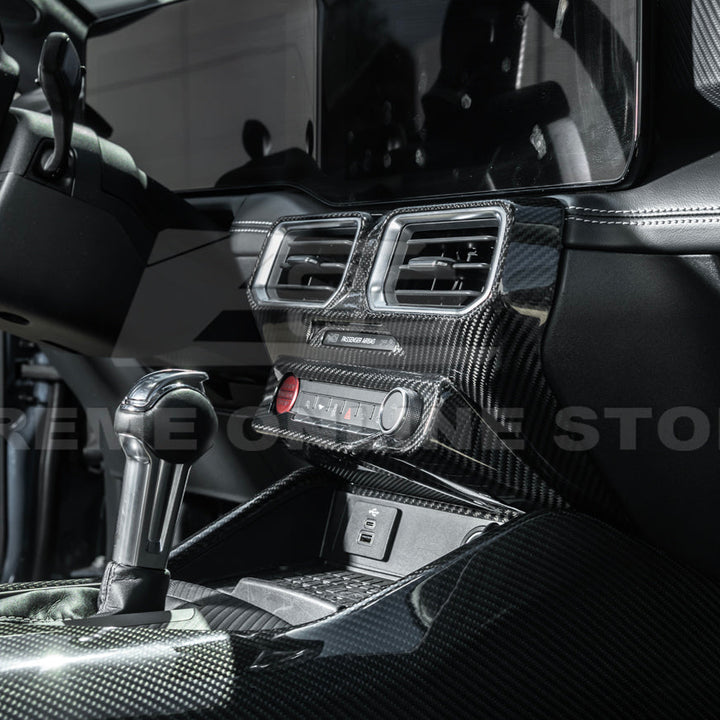 2024-Up Ford Mustang Single Screen Interior DRY CONBON FIBER Center Console Cover