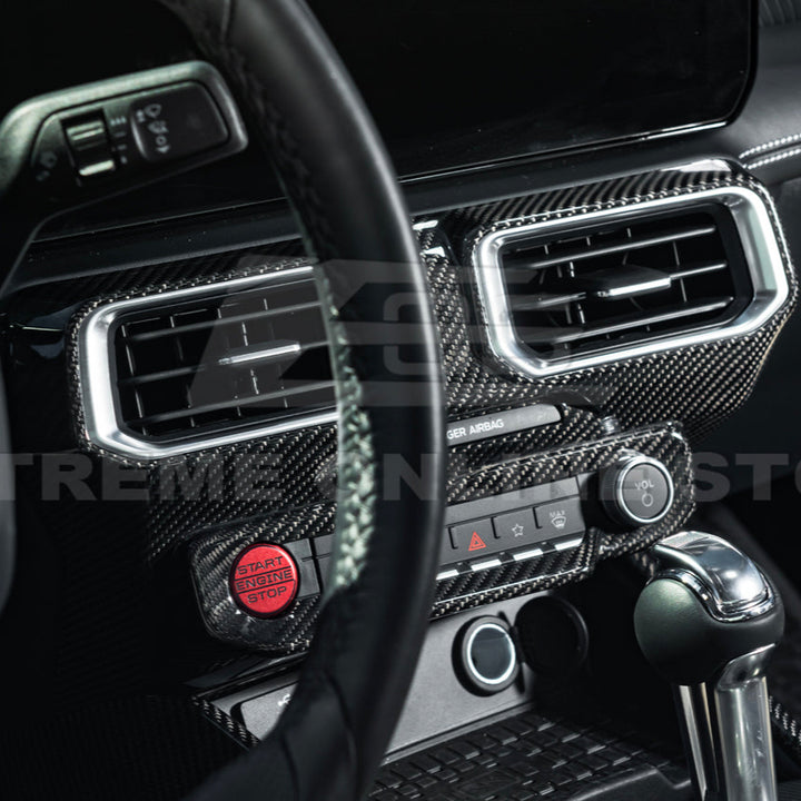 2024-Up Ford Mustang Single Screen Interior DRY CONBON FIBER Center Console Cover