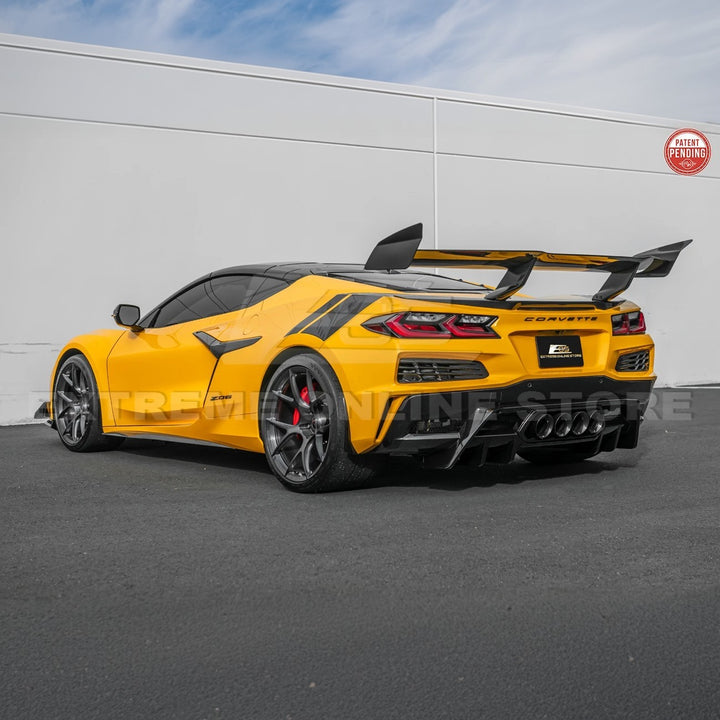 Corvette C8 ZR1 Style DRY CARBON FIBER Rear High Wing Spoiler Bracket