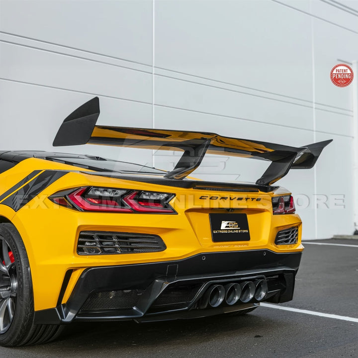 Corvette C8 ZR1 Style DRY CARBON FIBER Rear High Wing Spoiler Bracket