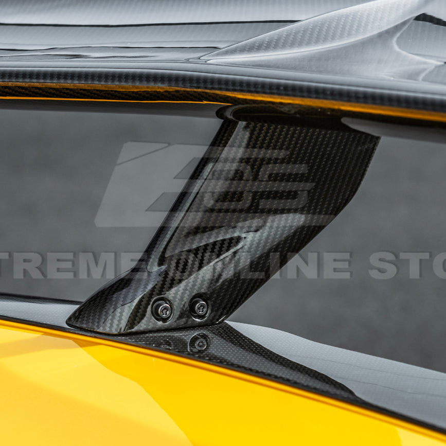 Corvette C8 ZR1 Style DRY CARBON FIBER Rear High Wing Spoiler Bracket