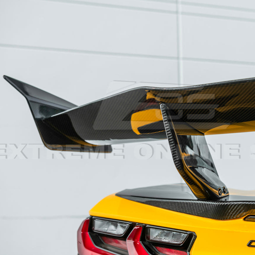 Corvette C8 ZR1 Style CARBON FIBER Rear High Wing Spoiler Bracket
