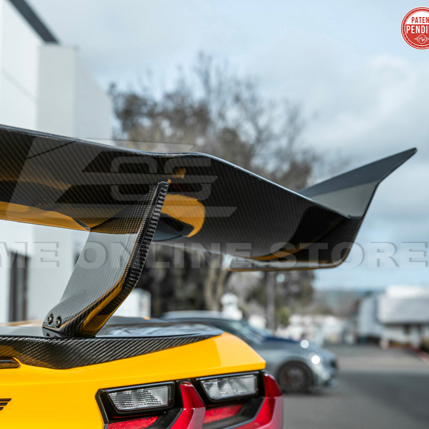 Corvette C8 ZR1 Style CARBON FIBER Rear High Wing Spoiler Bracket