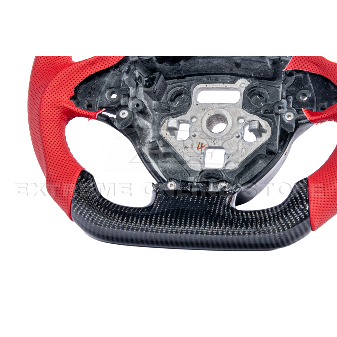 Chevrolet Corvette C7 Red Leather Red Stitching Carbon Fiber Steering Wheel