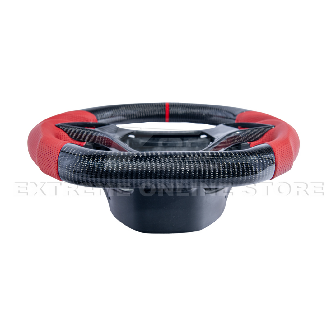 Chevrolet Corvette C7 Red Leather Red Stitching Carbon Fiber Steering Wheel