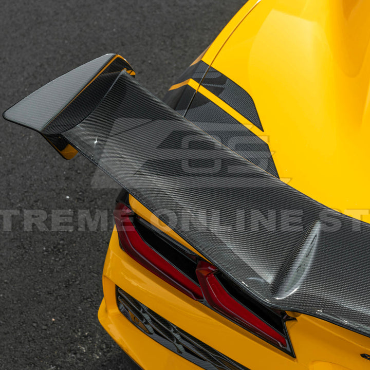 Corvette C8 ZR1 Style DRY CARBON FIBER Rear High Wing Spoiler Bracket