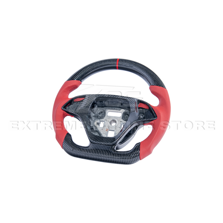 Chevrolet Corvette C7 Red Leather Red Stitching Carbon Fiber Steering Wheel