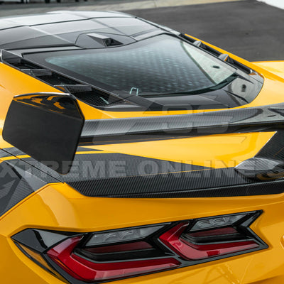 Corvette C8 ZR1 Style CARBON FIBER Rear High Wing Spoiler Bracket