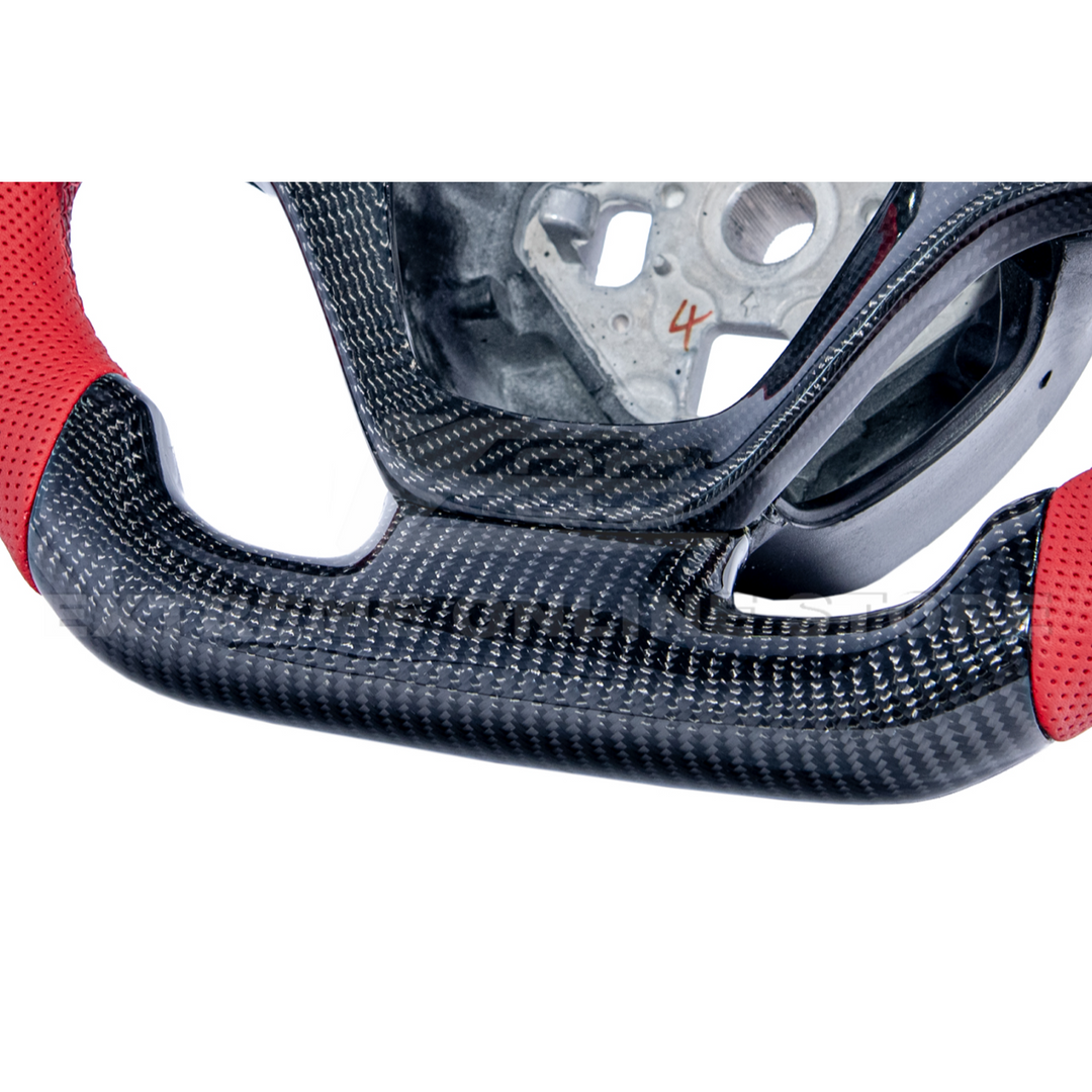 Chevrolet Corvette C7 Red Leather Red Stitching Carbon Fiber Steering Wheel