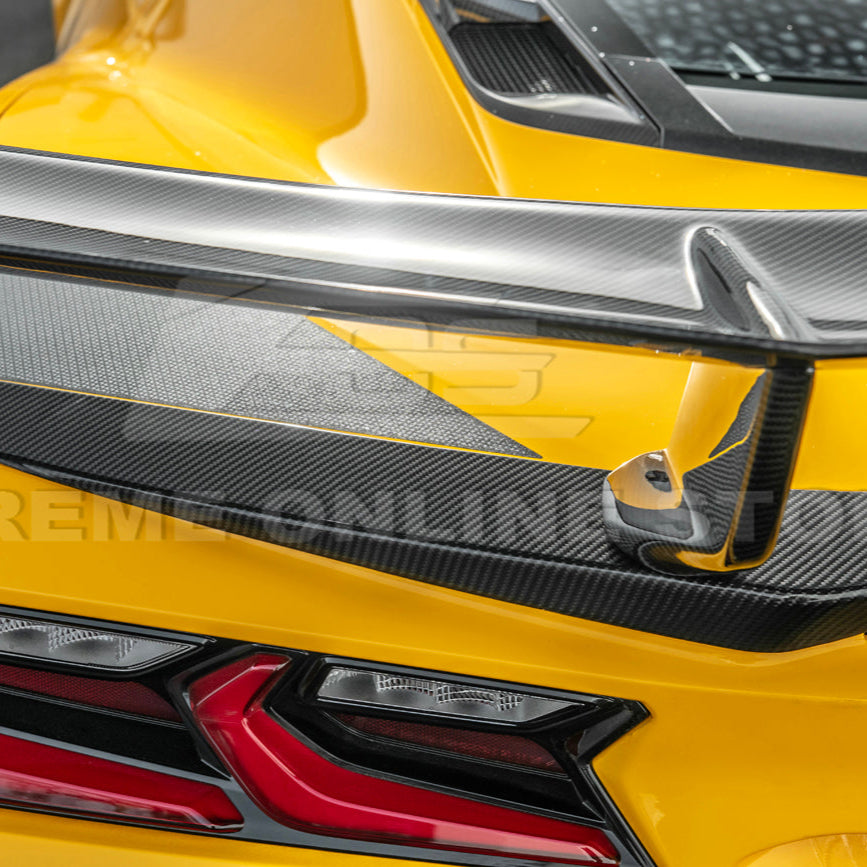 Corvette C8 ZR1 Style CARBON FIBER Rear High Wing Spoiler Bracket