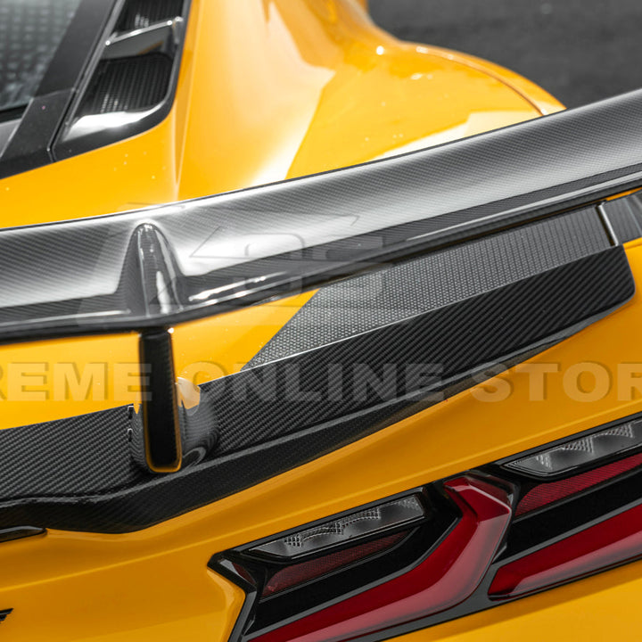 Corvette C8 ZR1 Style DRY CARBON FIBER Rear High Wing Spoiler Bracket