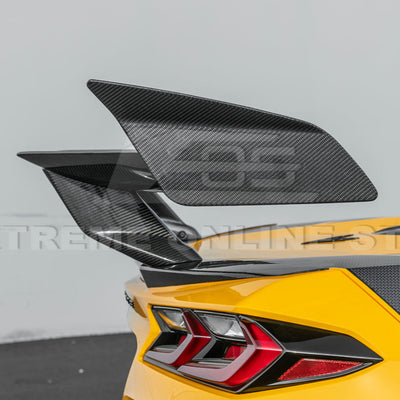 Corvette C8 ZR1 Style CARBON FIBER Rear High Wing Spoiler Bracket