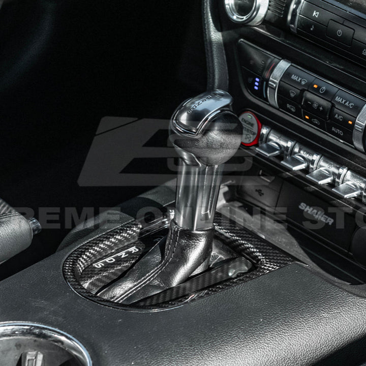 2015-23 Ford Mustang DRY CARBON FIBER Center Gear Shift Panel Trim Cover