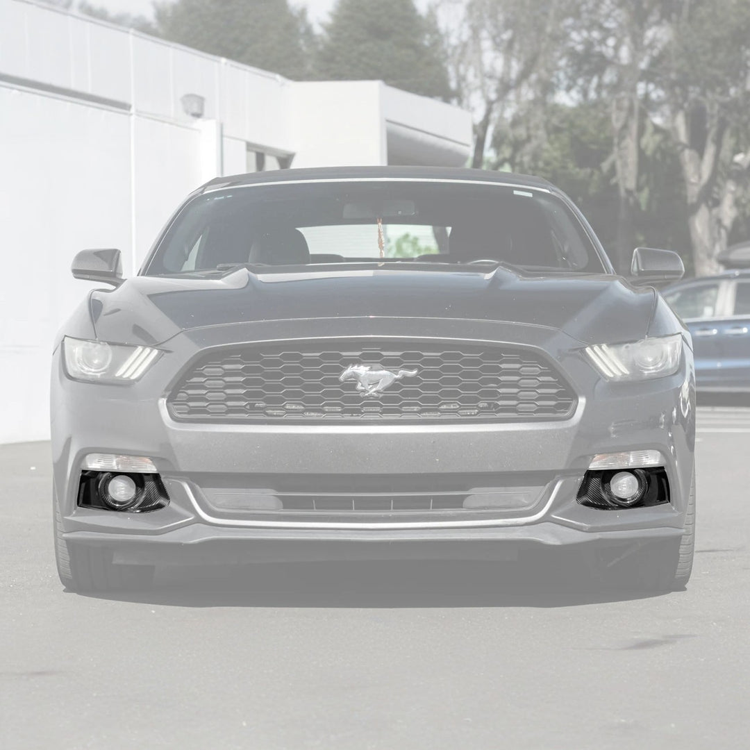 2015-17 Ford Mustang DRY CABON FIBER Front Bumper Fog Light Bezel Cover Pair
