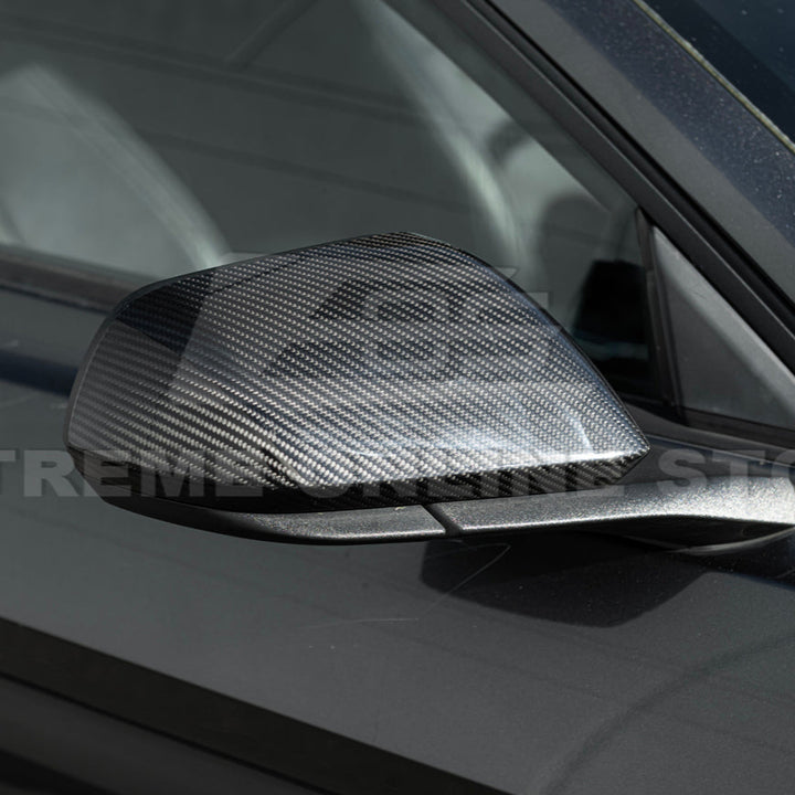 2015-23 Ford Mustang DRY CARBON FIBER Overlay Mirror Cap Cover Pair
