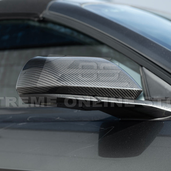 2015-23 Ford Mustang DRY CARBON FIBER Overlay Mirror Cap Cover Pair