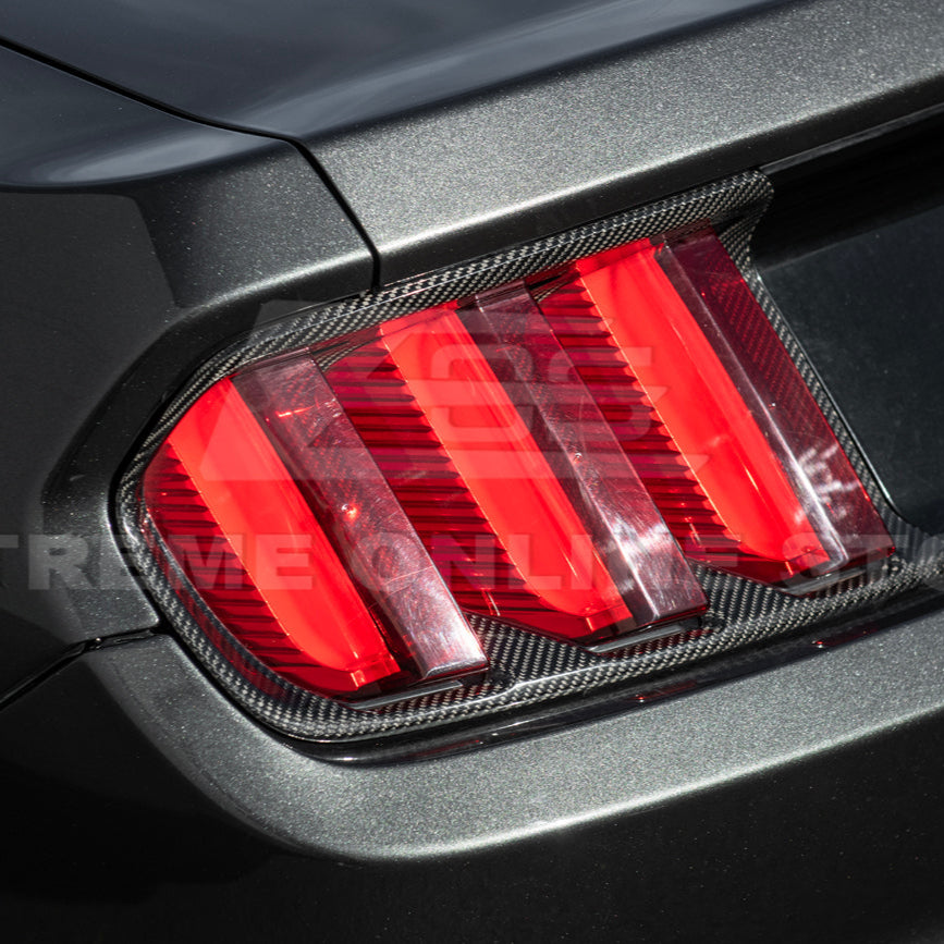 2015-17 Ford Mustang DRY CARBON FIBER Rear Tail Light Trim Bezel Cover Pair