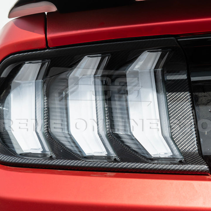 2018-23 Ford Mustang DRY CARBON FIBER Rear Tail Light Trim Bezel Cover Pair