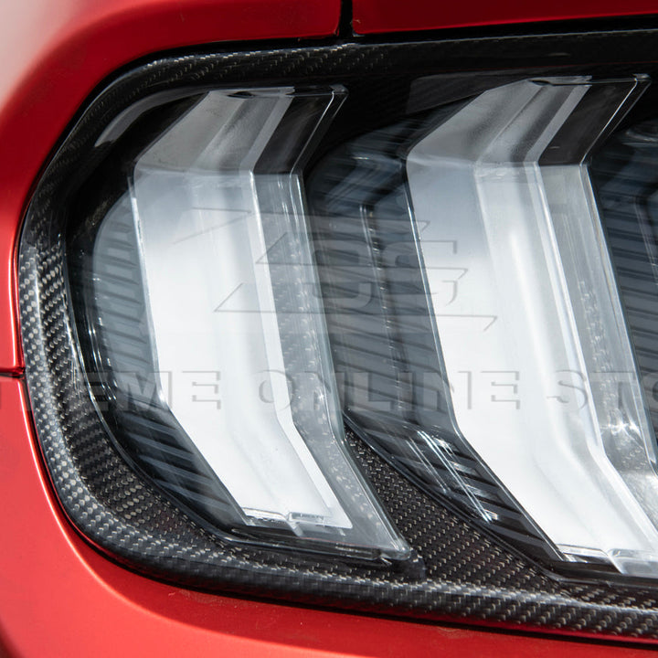 2018-23 Ford Mustang DRY CARBON FIBER Rear Tail Light Trim Bezel Cover Pair